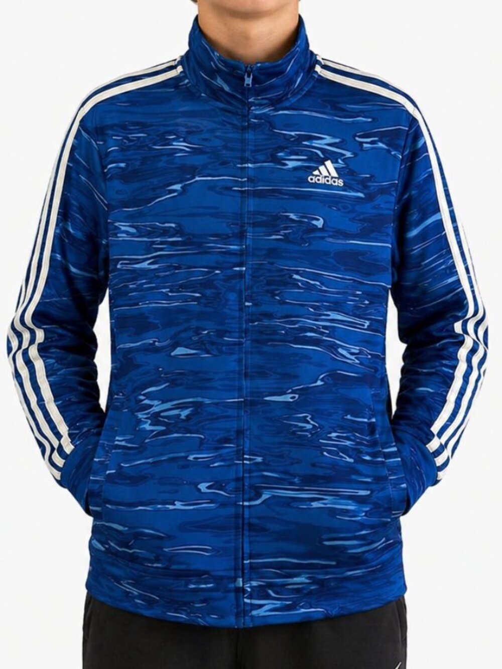 NWT ADIDAS Kids Blue Track Jacket with White Stripes